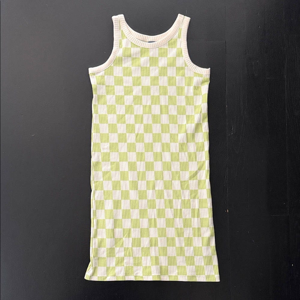 Old Navy Green Checkered Casual Kids Dress